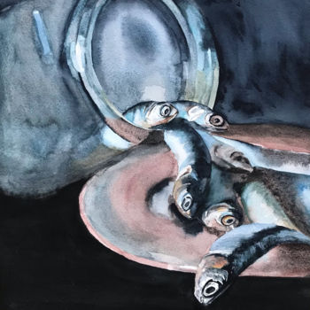 Pintura intitulada "Fish" por Ewa Helzen, Obras de arte originais, Aquarela