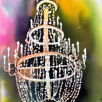 Ζωγραφική με τίτλο "crystal chandelier…" από Ewa Helzen, Αυθεντικά έργα τέχνης, Ακουαρέλα