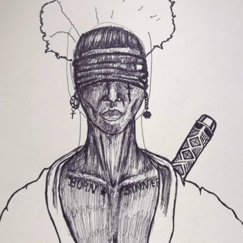 "Warrior" başlıklı Resim El Maestro tarafından, Orijinal sanat, Tükenmez kalem