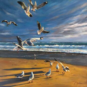Pintura titulada "The seagulls festiv…" por Fabian Bertona, Obra de arte original, Oleo