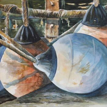 Drawing titled "Pare-battage de bat…" by Fabien Renault, Original Artwork, Watercolor