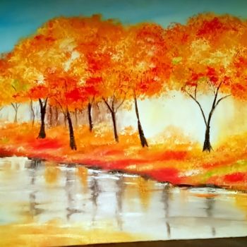 Peinture intitulée "Automne lumineux" par Fabienne Dequidt, Œuvre d'art originale, Acrylique