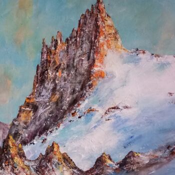 Painting titled "Montagne 2" by Fabienne Dequidt, Original Artwork, Acrylic Mounted on Wood Stretcher frame