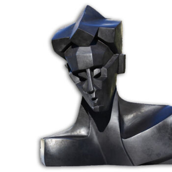 Sculpture titled "Tête cubiste" by Fabienne Fol, Original Artwork, Casting
