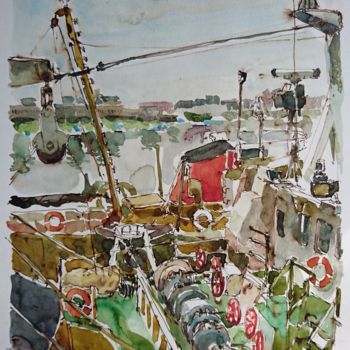 Painting titled "Concarneau" by Vincent Dumolard, Original Artwork, Watercolor