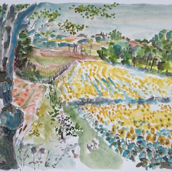 Painting titled "En Cachevin" by Vincent Dumolard, Original Artwork, Watercolor