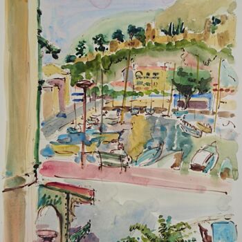 Painting titled "Cassis, le port" by Vincent Dumolard, Original Artwork, Watercolor