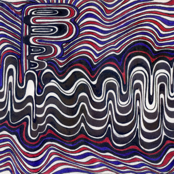 Drawing titled "Ondes psychédélique…" by Fabrice Cadet, Original Artwork, Ballpoint pen