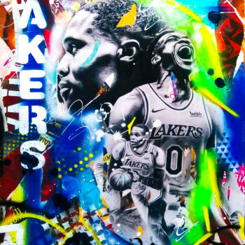Collages titulada "Lakers" por Fabrice Hubert, Obra de arte original, Collages Montado en Bastidor de camilla de madera