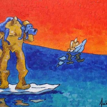 Pintura intitulada "SURF TANDEM AVEC CH…" por Fabrice Réhel, Obras de arte originais