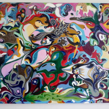 Painting titled "Flutuação" by Fabrício Campos, Original Artwork, Oil