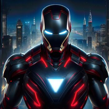 Digital Arts titled "Iron man Black red" by Fabricio De Souza Cabral, Original Artwork, AI generated image