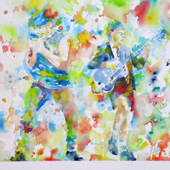 Peinture intitulée "BRIAN JOHNSON and A…" par Lautir, Œuvre d'art originale, Aquarelle