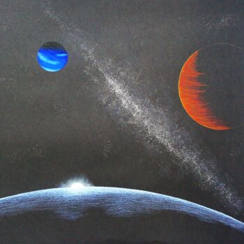 Rysunek zatytułowany „planetes 2” autorstwa Fabien Bochard, Oryginalna praca, Pastel