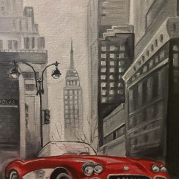 Schilderij getiteld "Car Lover, NY, New…" door Elena Farshidi, Origineel Kunstwerk, Olie Gemonteerd op Frame voor houten bra…