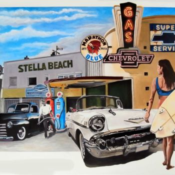 Painting titled "STELLA - BEACH" by Off Olivier Fasquel, Original Artwork, Acrylic