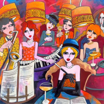 Painting titled "Jolies dames" by Fauve, Original Artwork, Acrylic Mounted on Wood Stretcher frame