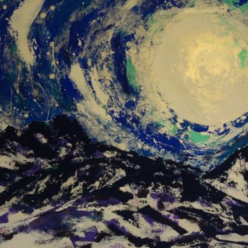 Painting titled "La Luna sul Mucrone" by Fede - Emozioni Dipinte, Original Artwork, Acrylic