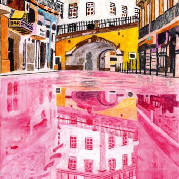 "Pink Street" başlıklı Tablo Federico José Rivas Moreno tarafından, Orijinal sanat, Suluboya