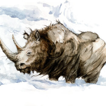 Painting titled "rhinoceros-laineux.…" by Feldrik Rivat, Original Artwork, Watercolor