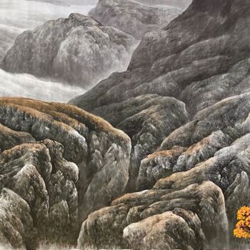 Malerei mit dem Titel "Find your own color" von Fengyin Hu, Original-Kunstwerk, Tinte Auf Holzplatte montiert