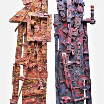 Escultura titulada "Рок-тектонический м…" por Leonid Feodor, Obra de arte original, Madera