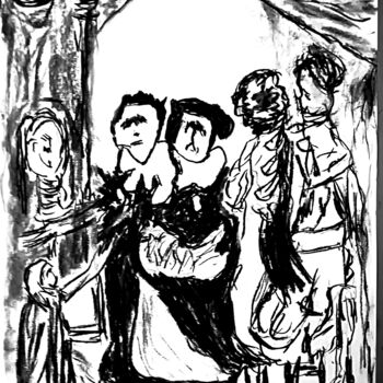 Disegno intitolato "Veo una maldita bru…" da Fernando Rubio, Opera d'arte originale, Carbone