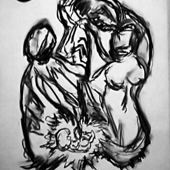 Drawing titled "Malogro" by Fernando Rubio, Original Artwork, Charcoal