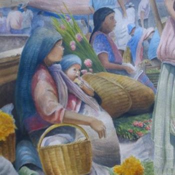 Painting titled "En el mercado" by Fernando Turu, Original Artwork, Oil