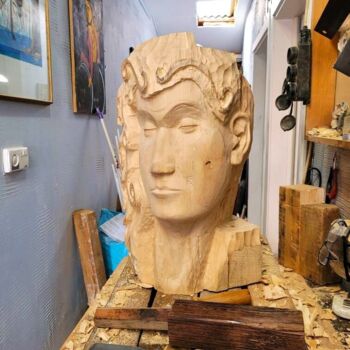 Sculptuur getiteld "ART-MYTOLOGHY" door Ferruh Alisir, Origineel Kunstwerk, Hout