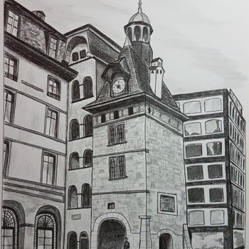 Dessin intitulée "Genève" par Flavio Granito, Œuvre d'art originale, Graphite