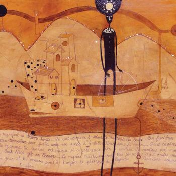 Malerei mit dem Titel "Le Bateau Fantôme" von Fleur Claireux, Original-Kunstwerk, Acryl Auf Holzplatte montiert