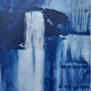 Painting titled "Indigo Blues 8" by Flo.Lysine, Original Artwork, Acrylic Mounted on Wood Stretcher frame