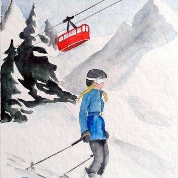 Painting titled "Aquarelle descente…" by Florence Mignot, Original Artwork, Watercolor