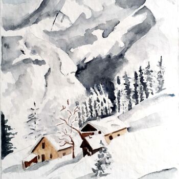 Painting titled "Aquarelle paysage d…" by Florence Mignot, Original Artwork, Watercolor