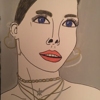 Drawing titled "Femme 177" by Florence Aubry, Original Artwork, Acrylic
