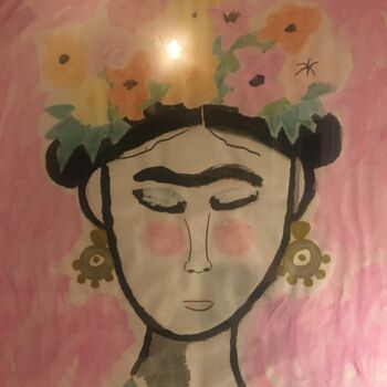 Peinture intitulée "Hommage à Frida" par Florence Aubry, Œuvre d'art originale, Acrylique Monté sur Autre panneau rigide