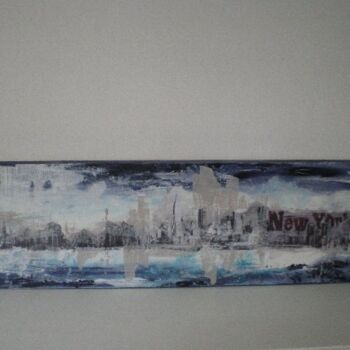 Painting titled "New-York blue lights" by Florence Lebbed, Original Artwork