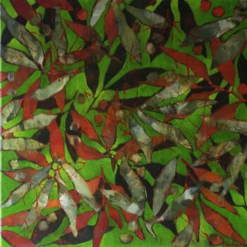 Painting titled "Millefeuilles 30" by Florence Oulhiou, Original Artwork, Acrylic Mounted on Wood Stretcher frame