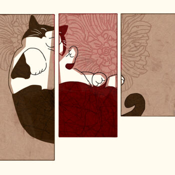 Arte digital titulada "le chat bienheureux" por Florence Provost, Obra de arte original, Pintura Digital