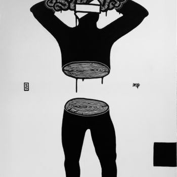 Dibujo titulada "WOODY HUMAN" por Flox Lamil, Obra de arte original, Rotulador