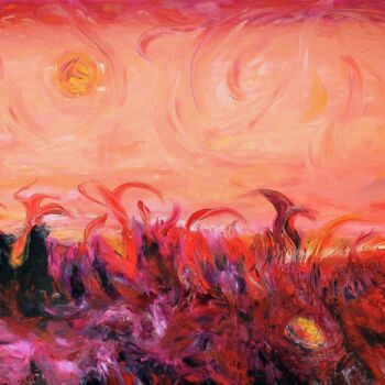 Painting titled "Il cielo di Cydonia…" by Francesco Dea, Original Artwork, Oil Mounted on Wood Stretcher frame