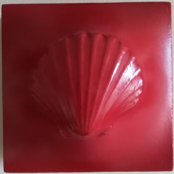 Sculpture titled "Red Pecten 130" by Francesco Loggi, Original Artwork, Wood