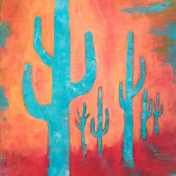 Painting titled "Cactus blu - opposti" by Francesco Loggi, Original Artwork, Acrylic