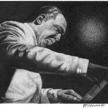 Dibujo titulada "Duke Ellington" por Francesco Marinelli, Obra de arte original, Carbón