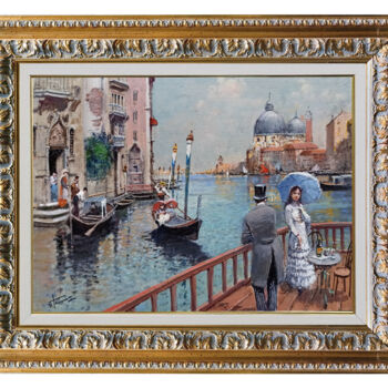 Malarstwo zatytułowany „Farewell to Venice…” autorstwa Francesco Tammaro, Oryginalna praca, Olej Zamontowany na Panel drewni…