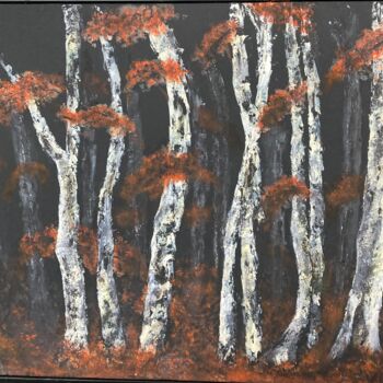 Painting titled "Automne" by Francine Darnaud, Original Artwork, Acrylic Mounted on Wood Panel