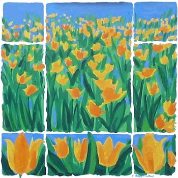 Painting titled "Tulipes jaunes" by Francine Rosenwald : Parcours Artistique, Original Artwork