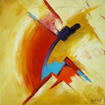 Painting titled "Abstrait J22" by Francis Jalibert, Original Artwork, Oil Mounted on Wood Stretcher frame