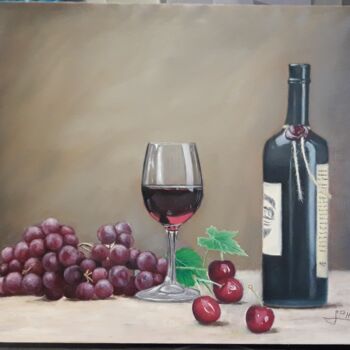 Painting titled "bodegon oleo" by Francisco F, Original Artwork, Oil Mounted on Wood Stretcher frame